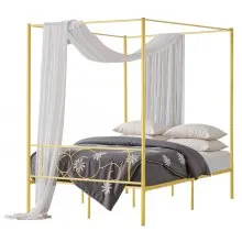 VEVOR Full Size Canopy Bed Frame Metal Canopy Bed with Headboard & Four Posters