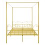 VEVOR Queen size himmelssängram, metallhimmelsäng med minimalistisk huvudgavel och himmelssängdesign, kraftiga stållameller, förvaringsutrymme under sängen, ingen boxmadrass behövs, enkel montering, guld