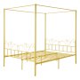 VEVOR Queen size himmelssängram, metallhimmelsäng med minimalistisk huvudgavel och himmelssängdesign, kraftiga stållameller, förvaringsutrymme under sängen, ingen boxmadrass behövs, enkel montering, guld