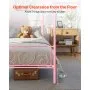 VEVOR Twin Size Canopy Bed Frame, Metal Canopy Bed with Minimalist Headboard & Four Posters Design, Heavy Duty Steel Slats Support, Underbed Storage Space, No Box Spring Needed, Easy Assembly, Pink