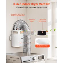 3 in 1 Indoor Dryer Vent Kit with Bucket for Electric Dryer 5 Ft Hose