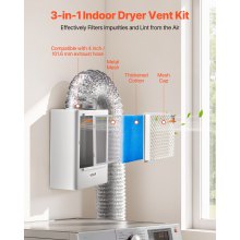 3 in 1 Indoor Dryer Vent Kit ABS Material Fits 4 Inch Exhaust Port