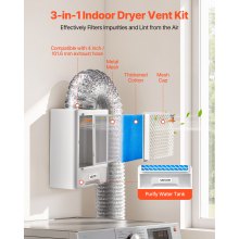 3 in 1 Indoor Dryer Vent Kit with Water Drawer Fits 4 Inch Exhaust Port