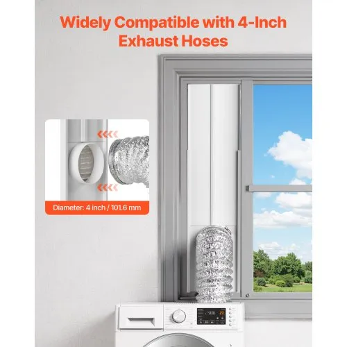 TOPOWN Galvanized Steel Window Dryer Vent For 4" Dryer Vent Hose, Fit 16" - 25