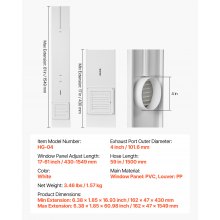 Dryer Vent Window Kit Fits 4 Inch Hose Adjustable for Sliding Windows