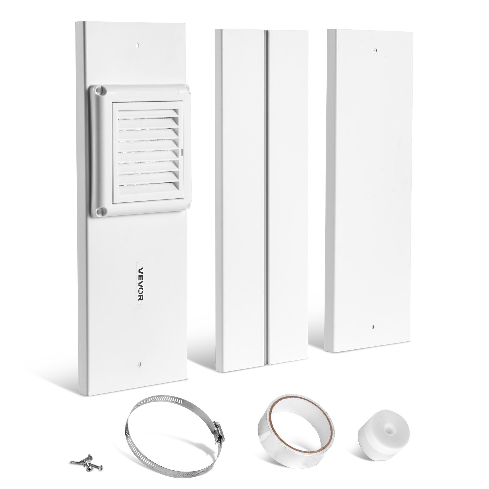 VEVOR Dryer Vent Window Kit, Fits 101.6 mm Exhaust Hoses, Adjustable Length for Adapts Sliding Windows of Different Heights, Sturdy PVC and PP Materials, Dual Protections & Multi-layer Sealing Design