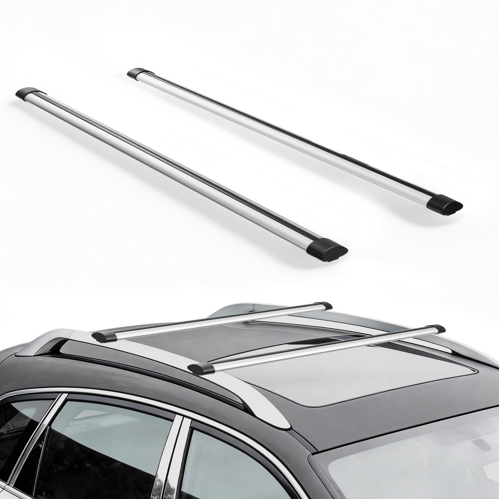 VEVOR Roof Rack Cross Bars, 100 kg Load Capacity, 1350 mm Length, Heavy Duty Aluminum Alloy Crossbar Racks Rail Rooftop Luggage Canoe Cargo Basket Carrier (Crossbar Only, Mounting Feet Not Included)