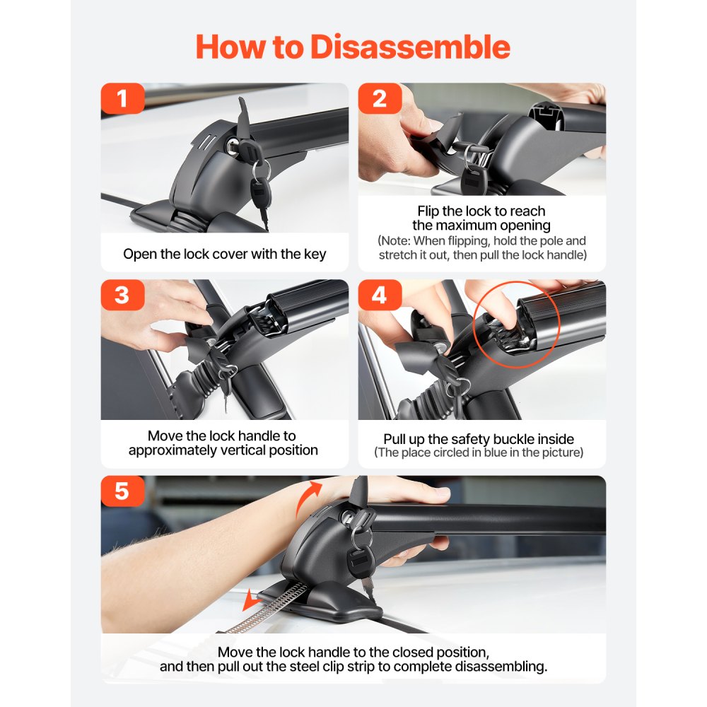 VEVOR Roof Rack Cross Bars, Universal Fit for Naked Roofs Without Raised Rails/Flush Rail/Black Moldings, 165 LBS Capacity, Lockable Heavy Duty Aluminum Crossbar Racks Roof Rail Rooftop Luggage Canoe