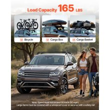 Lockable Roof Rack Cross Bars 165 LBS Capacity Universal Fit for Naked Roofs