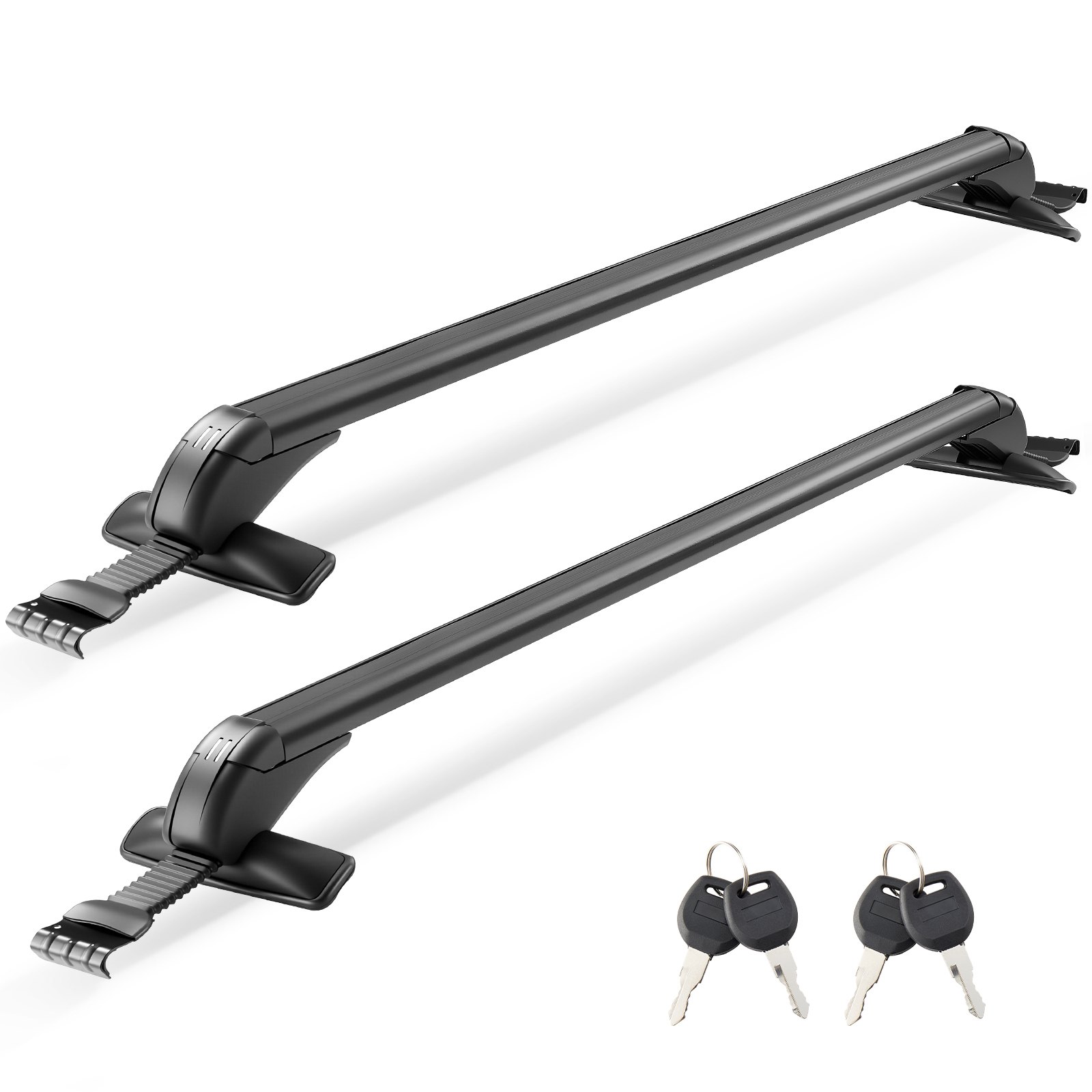 VEVOR Roof Rack Cross Bars, Universal Fit for Naked Roofs Without Raised Rails/Flush Rail/Black Moldings, 165 LBS Capacity, Lockable Heavy Duty Aluminum Crossbar Racks Roof Rail Rooftop Luggage Canoe