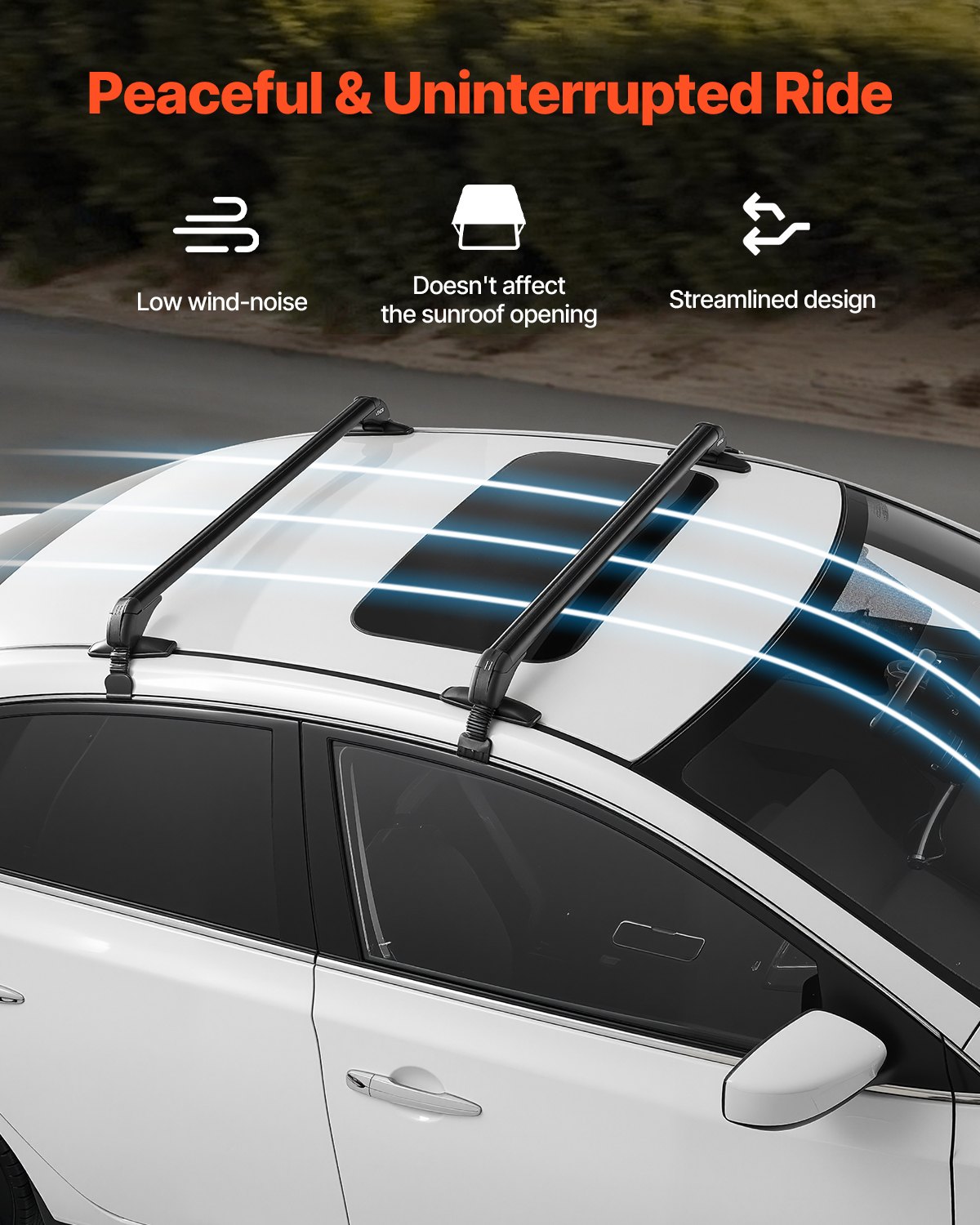 VEVOR Roof Rack Cross Bars, Universal Fit for Naked Roofs Without Raised Rails/Flush Rail/Black Moldings, 165 LBS Capacity, Lockable Heavy Duty Aluminum Crossbar Racks Roof Rail Rooftop Luggage Canoe