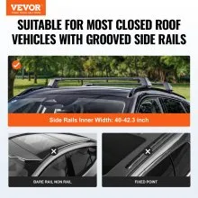 VEVOR Universal Roof Rack Crossbar Max 47.6" Fits Grooved Side Rails without Gap