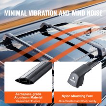 VEVOR Universal Roof Rack Crossbar Max 47.6" Fits Grooved Side Rails without Gap