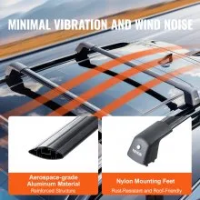 VEVOR Universal Roof Rack Crossbar Max 47.6" Fits Grooved Side Rails without Gap