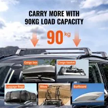 VEVOR Universal Roof Rack Crossbar Max 122.9 cm Fits Grooved Side Rails without Gap