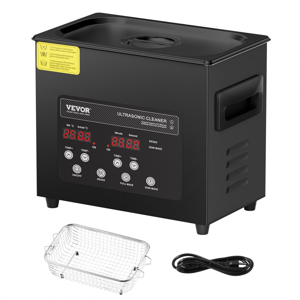 VEVOR 3L Ultra Sonic Cleaner, 120W Digital Ultrasonic Cleaning Machine with Gentle Mode & Upgraded Degassing, 40kHz Ultrasound Cleaner Machine with Heater & Timer for Jewelry, Glasses, Tools Retainer