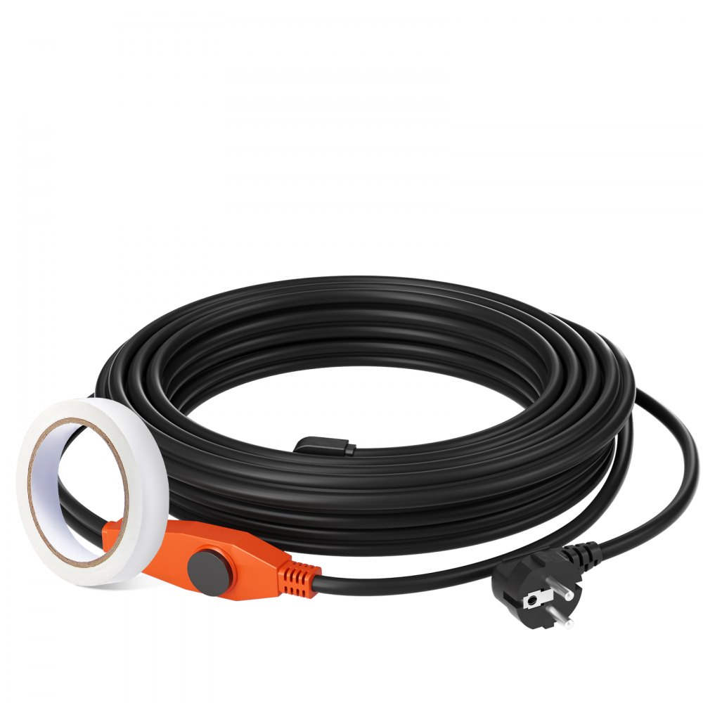 VEVOR Pipe Heating Cable, 18m 23W/m Heat Tape for Pipes with Built-in Thermostat, Water Pipe Heat Cable Protects PVC Hose, Metal and Plastic Pipe from Freezing