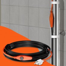 VEVOR Pipe Heating Cable, 24FT 7W/FT Heat Tape for Pipes with Built-in Thermostat, Water Pipe Heat Cable Protects PVC Hose, Metal and Plastic Pipe from Freezing