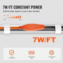 Pipe Heating Cable 18FT 7W/FT Heat Tape for Pipes with Built-in Thermostat