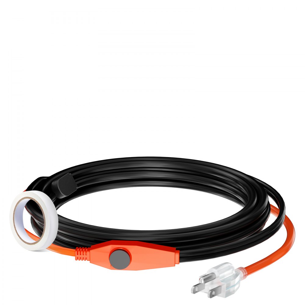 VEVOR Pipe Heating Cable 12FT 7W/FT Heat Tape for Pipes with Built-in Thermostat