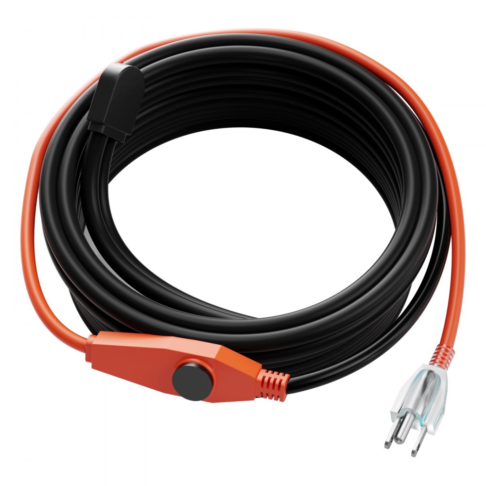 VEVOR Pipe Heating Cable, 80FT 7W/FT Heat Tape for Pipes with Built-in Thermostat, Water Pipe Heat Cable Protects PVC Hose, Metal and Plastic Pipe from Freezing