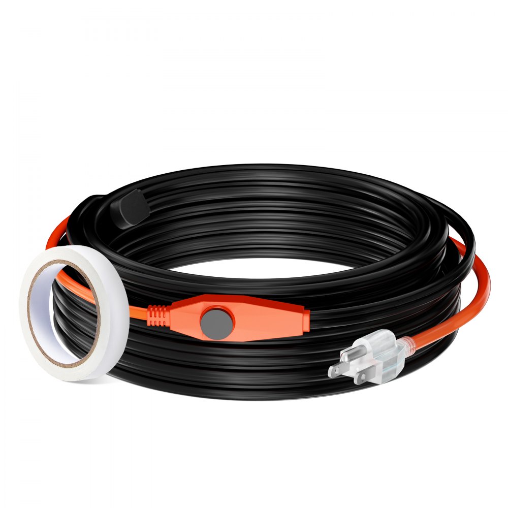 VEVOR Pipe Heating Cable, 25m 23W/m Heat Tape for Pipes with Built-in Thermostat, Water Pipe Heat Cable Protects PVC Hose, Metal and Plastic Pipe from Freezing