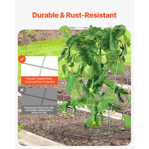 Treillis De Concombre Jardin 160x120 Cm - Arche Métal Avec Filet Pour Plantes Grimpantes, Tomates & Melons