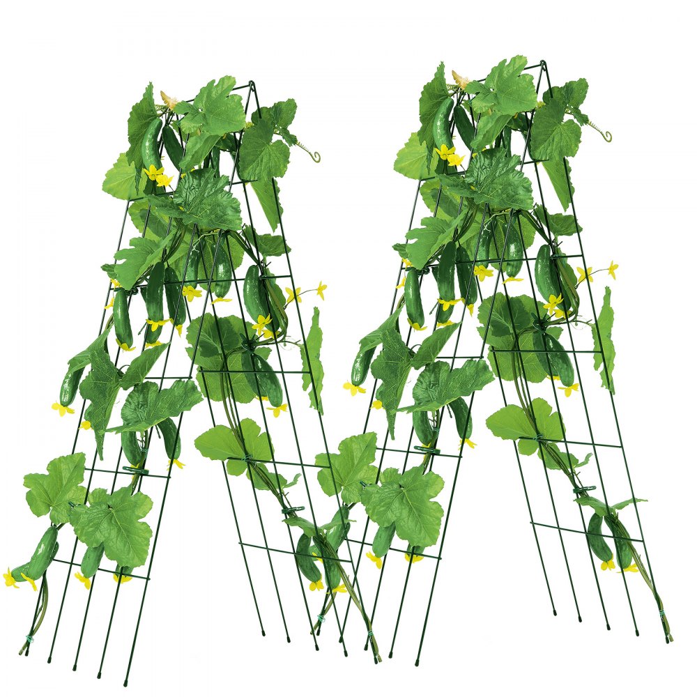 VEVOR Cucumber Trellis for Climbing Plants, 39" x 32" Foldable Cucumber Trellis Set with Twist Ties, Metal Garden Trellis for Raised Bed, Outdoor Plant Grow Support for Tomato, Squash, Vegetable