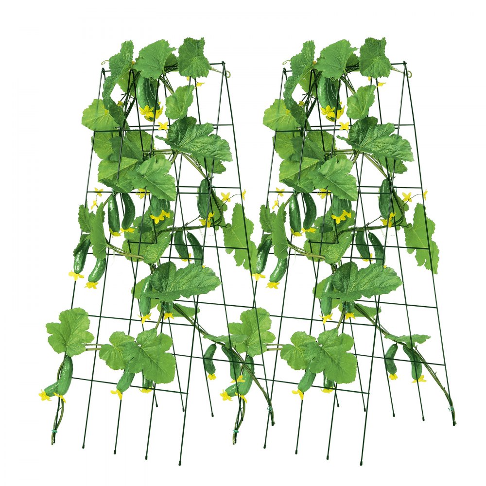 VEVOR Cucumber Trellis for Climbing Plants, 39" x 32" Foldable Cucumber Trellis Set with Twist Ties, Metal Garden Trellis for Raised Bed, Outdoor Plant Grow Support for Tomato, Squash, Vegetable
