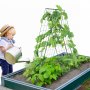 VEVOR Cucumber Trellis for Climbing Plants, 46" x 32" Foldable Cucumber Trellis Set with Plant Clips, Metal Garden Trellis for Raised Bed, Outdoor Plant Grow Support for Tomato, Squash, Vegetable