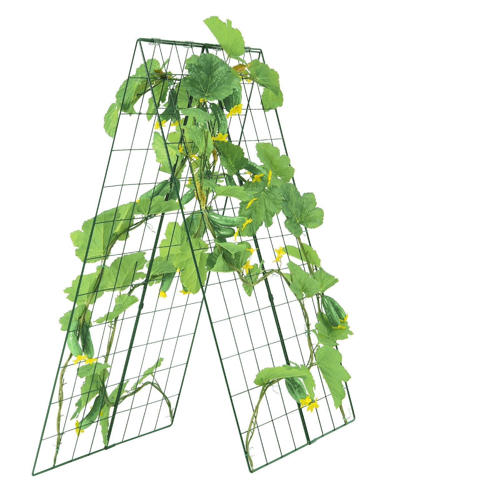 VEVOR Cucumber Trellis for Climbing Plants, 46" x 32" Foldable Cucumber Trellis Set with Plant Clips, Metal Garden Trellis for Raised Bed, Outdoor Plant Grow Support for Tomato, Squash, Vegetable