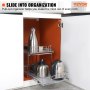 VEVOR 2 Tier 14"Wx21"Dx15"H Pull Out Cabinet Organizer, Heavy Duty Slide Out Pantry Shelves, Chrome-Plated Steel Roll Out Drawers, Sliding Drawer Storage for Inside Kitchen Cabinet, Bathroom, Under Sink,15.5"Wx22"Dx18"H Install Size for Cabinet