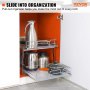 VEVOR 2 Tier 17"Wx21"Dx15"H Pull Out Cabinet Organizer, Heavy Duty Slide Out Pantry Shelves, Chrome-Plated Steel Roll Out Drawers, Sliding Drawer Storage for Inside Kitchen Cabinet, Bathroom, Under Sink,18.5"Wx22"Dx18"H Install Size for Cabinet