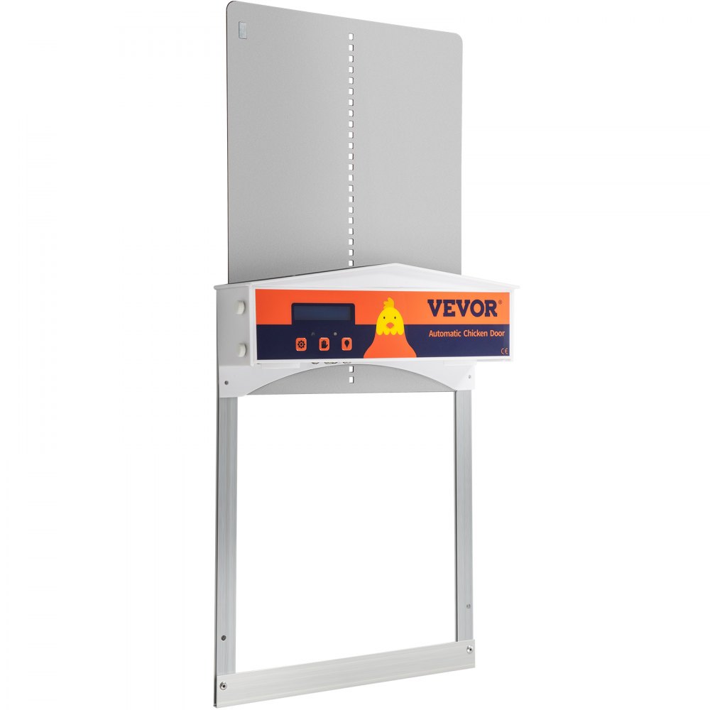 VEVOR Gray Automatic Chicken Coop Door, Auto Close, Gear Lifter Galvanized Poultry Gate with Evening and Morning Delayed Opening Timer & Light Sensor, Battery Powered LCD Screen, for Duck