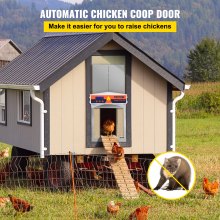 VEVOR Gray Automatic Chicken Coop Door, Auto Close, Gear Lifter Galvanized Poultry Gate with Evening and Morning Delayed Opening Timer & Light Sensor, Battery Powered LCD Screen, for Duck