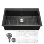 VEVOR 33 inch Kitchen Sink Workstation, Top Mount Granite Sinks, Drop-In Single Bowl Farmhouse Basin with Multiple Accessories, Household Dishwasher Sinks for RV, Prep Kitchen, and Bar (Black)