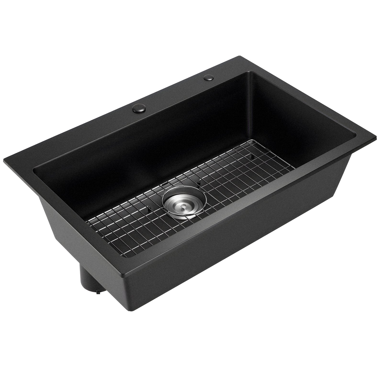 VEVOR 33 inch Kitchen Sink Workstation, Top Mount Granite Sinks, Drop-In Single Bowl Farmhouse Basin with Multiple Accessories, Household Dishwasher Sinks for RV, Prep Kitchen, and Bar (Black)