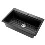 VEVOR 84 cm Kitchen Sink Workstation, Top Mount Granite Sinks, Drop-In Single Bowl Farmhouse Basin with Multiple Accessories, Household Dishwasher Sink for RV, Prep Kitchen, and Bar (Black)