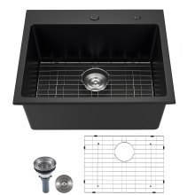 25 inch Granite Kitchen Sink Top Mount Single Bowl Drop-In Basin for RV Bar