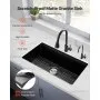 VEVOR 33 inch Kitchen Sink Workstation, Undermount Granite Sink, Drop-In Single Bowl Farmhouse Basin with Multiple Accessories, Household Dishwasher Sinks for RV, Prep Kitchen, and Bar (Black)