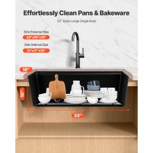 33 inch Granite Kitchen Sink Undermount Single Bowl Drop-In Basin for RV Bar