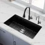 VEVOR 76 cm Kitchen Sink Workstation, Undermount Granite Sink, Drop-In Single Bowl Farmhouse Basin with Multiple Accessories, Household Dishwasher Sinks for RV, Prep Kitchen, and Bar (Black)