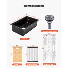 30 inch Granite Kitchen Sink Undermount Single Bowl Drop-In Basin for RV Bar