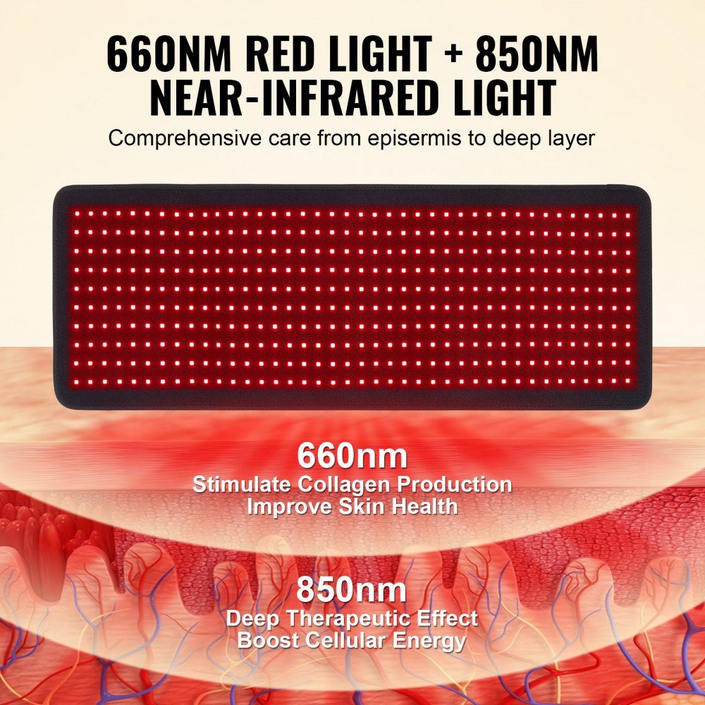 Tapete de terapia de luz vermelha VEVOR para o corpo 400 peças Almofada de terapia de luz LED 2 comprimentos de onda