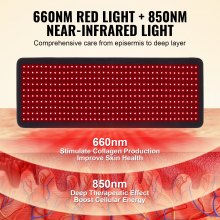 VEVOR piros fényterápiás szőnyeg testhez 400 DB LED fényterápiás párna 2 hullámhosszú