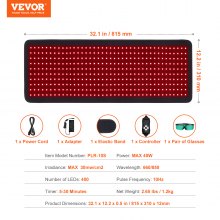 VEVOR Red Light Therapy Mat for Body, 400PCS 3-Chip LED Light Therapy Pad with Controller, 10Hz Pulse, 5-30 Min Timer, 660nm Red & 850nm Near Infrared Light Therapy Blanket for Pain Relief, Skin Healt