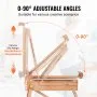 VEVOR French Easel, Hold Canvas to 34", Beechwood Foldable Sketchbox Easel with Drawer, Palette and Strap, Angle and Height Adjustable, Portable Wooden Art Painting Easel for Studio and Field