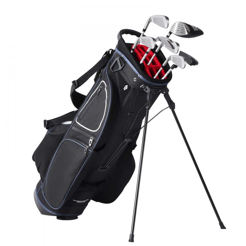 VEVOR Golf Cart Bag with 14 Way Organizer Divider Top, 35” 11 Pockets Premium Cart Bag with Stand, Durable Golf Bags with Handles & Dust Cover & Detachable Dual Strap for Men & Women, Black White