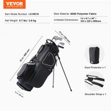 VEVOR Golf Cart Bag with 14 Way Organizer Divider Top, 35” 11 Pockets Premium Cart Bag with Stand, Durable Golf Bags with Handles & Dust Cover & Detachable Dual Strap for Men & Women, Black White