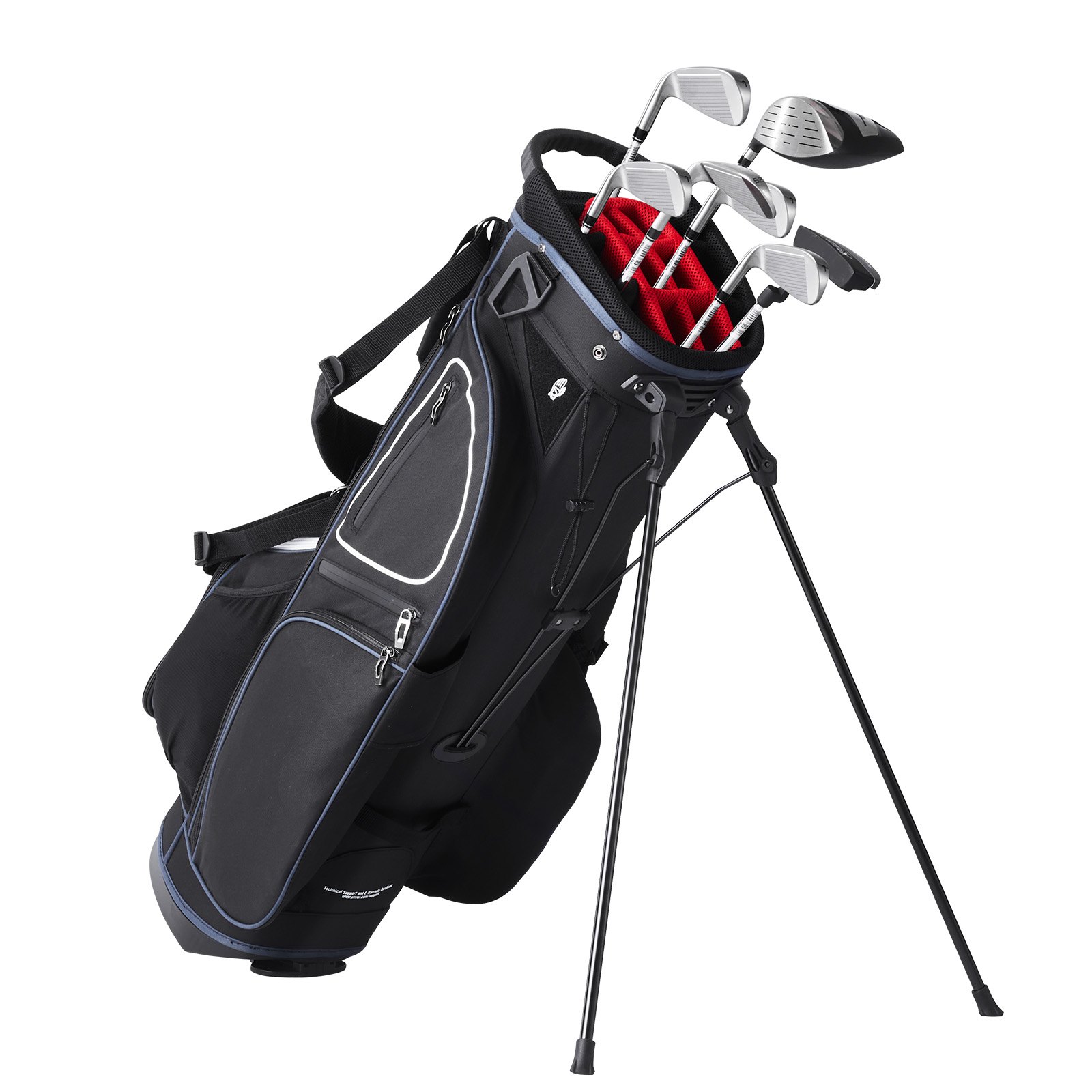 VEVOR Golf Cart Bag with 14 Way Organizer Divider Top, 35” 11 Pockets Premium Cart Bag with Stand, Durable Golf Bags with Handles & Dust Cover & Detachable Dual Strap for Men & Women, Black White